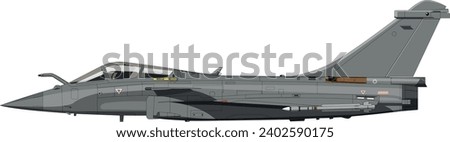 Rafale French Multi-Role Fighter Jet Side View - Vector Drawing