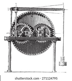 Raffard dynamometer, vintage engraved illustration. Industrial encyclopedia E.-O. Lami - 1875. 