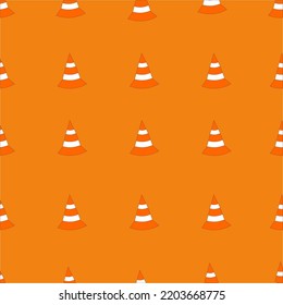 raffic Cone Cartoon vector image, illustration pettern fabric printing ect