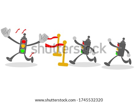 raffic light characters are racing