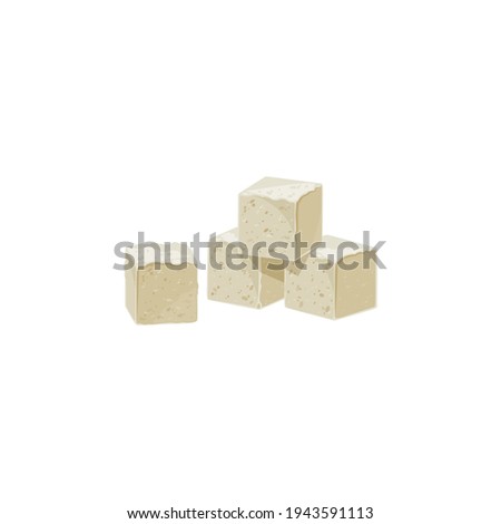 Raffinated sugar tea ingredient isolated icon. Vector four cubes of sugar, tasty sweet food. Brown or white sweetener, blocks of palm or beet sugar, sweeting product, tasty nutritious calorie bricks