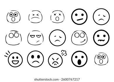 raffiti-style icon set smiley faces with spray paint effect on transparent background. Vector illustration EPS10