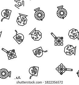 Raffle Gamble Lottery Vector Seamless Pattern Thin Line Illustration