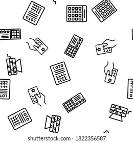 Raffle Gamble Lottery Vector Seamless Pattern Thin Line Illustration