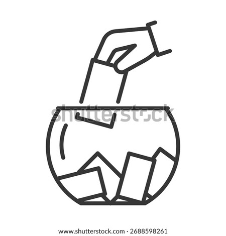Raffle Icon. Choosing Raffle Ticket. Linear Vector Illustration.