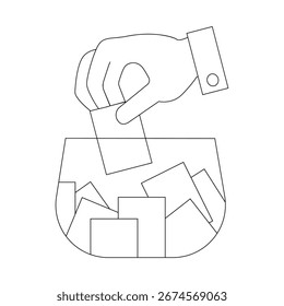 Raffle linear icon. Gambling competition. Choosing random numbered ticket. Prize giveaway. Thin line customizable illustration. Contour symbol. Vector isolated outline drawing. Editable stroke