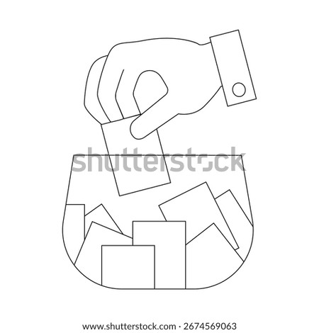 Raffle linear icon. Gambling competition. Choosing random numbered ticket. Prize giveaway. Thin line customizable illustration. Contour symbol. Vector isolated outline drawing. Editable stroke