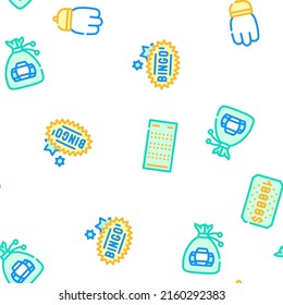 Raffle Lottery Game Collection Vector Seamless Pattern Color Line Illustration