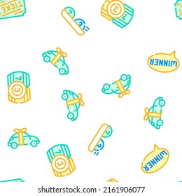 Raffle Lottery Game Collection Vector Seamless Pattern Color Line Illustration