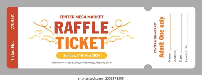 Raffle Ticket Admit one Template Formulário de preenchimento, compras, supermercado, presente, concurso, supermercado, supermercado, mercearia, loja, loja, brinde, confete, comemorar, aniversário, sexta-feira preta, feriado, dia especial	
