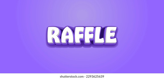 RAFFLE - Vector typography with 3d effect on purple background