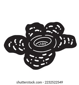 Rafflesia arnoldii flower vector icon silhouette drawing. Big endemic flower that can be found at Indonesia. Flora drawing with black color and simple flat art style pictogram.