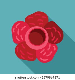 Rafflesia flower blooming in a minimalist flat design with a long shadow