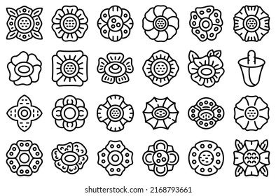 Rafflesia-Symbole setzen Rahmenvektor. Blume blüht. Asiatische Schönheit
