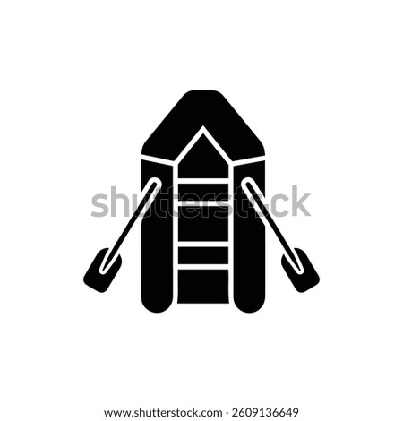 Raft Black Filled Icon - Inflatable with Paddle