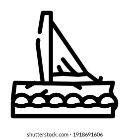 vector de icono de línea de barco de balsa. signo de barco balsa. símbolo de contorno aislado ilustración negra