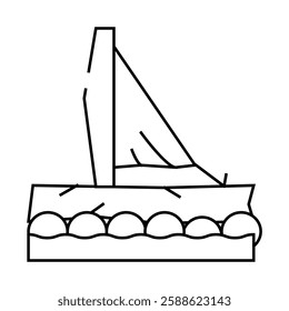 raft boat line icon vector. raft boat sign. isolated contour symbol black illustration