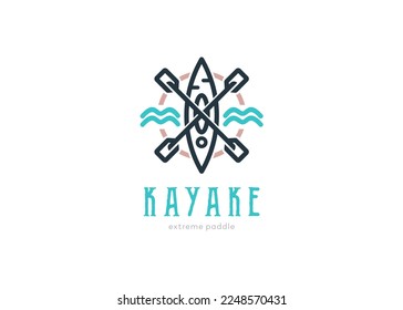 raft boat water paddle line art design concept design template | vector graphic illustration