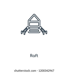 Raft concept line icon. Linear Raft concept outline symbol design. This simple element illustration can be used for web and mobile UI/UX.