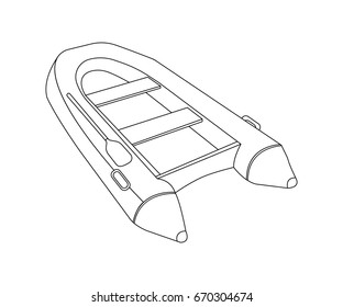 Raft flat icon and sign. Outline Vector Illustration.