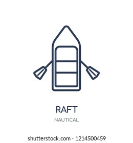 Raft icon. Raft linear symbol design from Nautical collection. Simple outline element vector illustration on white background.