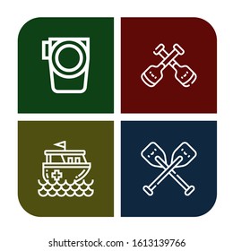 raft icon set. Collection of Paddle, Paddles, Rescue boat, Oars icons