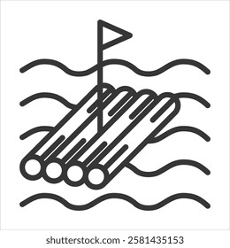 Raft Icon Vector Illustration Outline