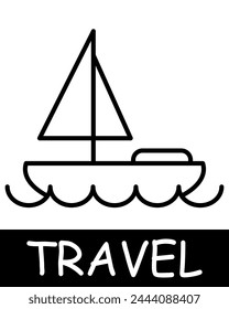 Raft line icon. Sail, movement, travel, road, trip, adventure, tourist, country, compass, resort, beach, ticket. Vector line icon for business and advertising