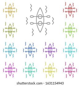 Raft multi color icon. Simple thin line, outline vector of adventure for ui and ux, website or mobile application