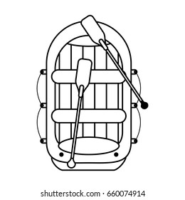 raft with oars boat icon image 