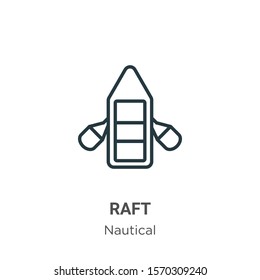 Raft outline vector icon. Thin line black raft icon, flat vector simple element illustration from editable nautical concept isolated on white background