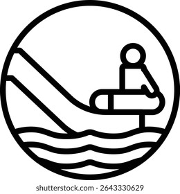 Raft Ride Vector Line Icon Design