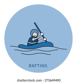 Rafter on kayak, vector illustration in isolated background