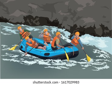 Rafting Adventure on illustration graphic vector