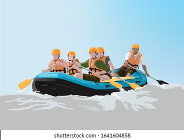 Rafting Adventure on illustration graphic vector