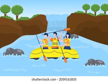 Rafting Background Flat Cartoon Vector Illustration Stock Vector ...