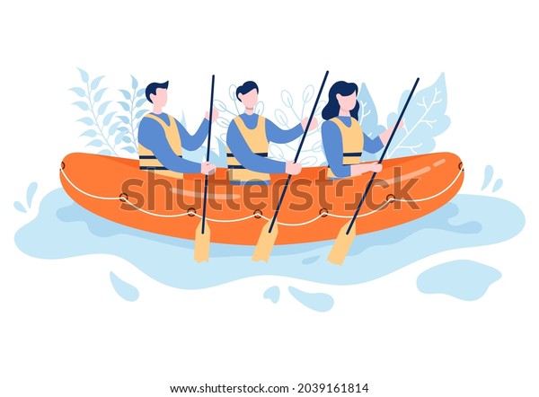 Rafting Background Flat Cartoon Vector Illustration Stock Vector ...