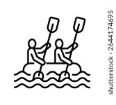 rafting black line icon for digital and print projects.  Minimal clean icons for apps and websites. Modern simple icons for UI UX and branding