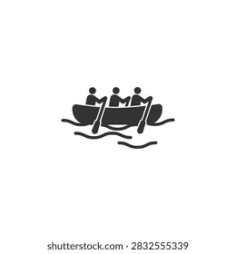 rafting boat rowing icon vector represents teamwork,