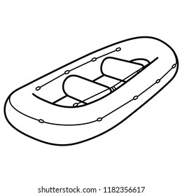 Rafting Boat. Vector flat outline icon illustration isolated on white background.