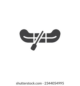 Rafting boat vector icon. filled flat sign for mobile concept and web design. Rubber boat and oars glyph icon. Symbol, logo illustration. Vector graphics