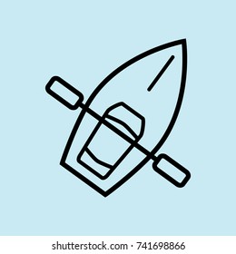 rafting canoe, blue background, black, sport