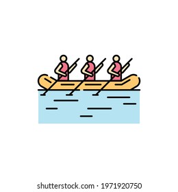 Rafting color line icon. Isolated vector element. Outline pictogram for web page, mobile app, promo