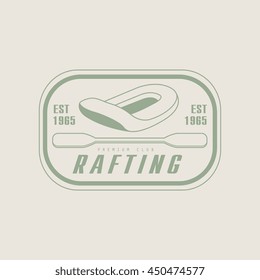 Rafting Emblem Classic Style Vector Logo With Calligraphic Text On White Background