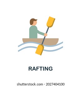 Rafting flat icon. Colored sign from excursions collection. Creative Rafting icon illustration for web design, infographics and more