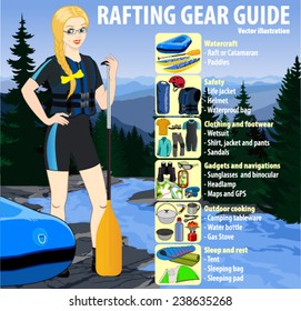 Rafting Gear Guide Infographic Vector Illustration