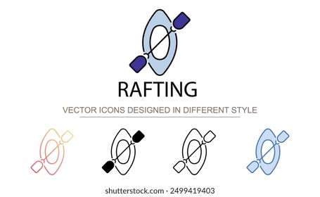 Diseño de icono de rafting con fondo blanco