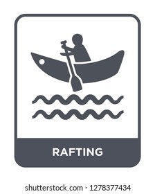 rafting icon vector on white background, rafting trendy filled icons from Camping collection, rafting vector illustration