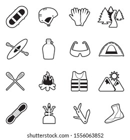 Rafting Icons. Line With Fill Design. Vector Illustration.