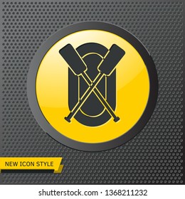 rafting infatable boat with oars illustration. Sport vector icon